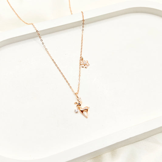 Deer Rosegold Plated Necklace 925 Silver