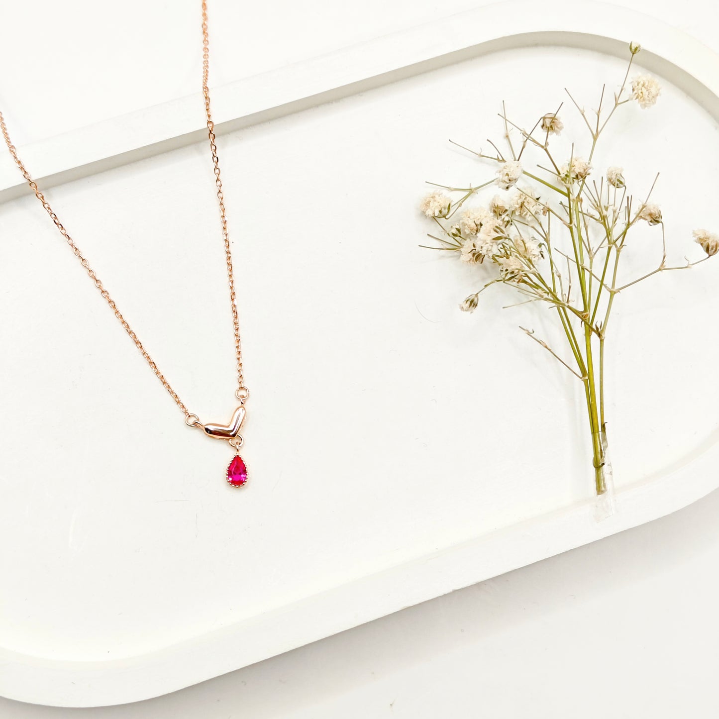 Heart Rosegold Plated  Necklace 925 Silver
