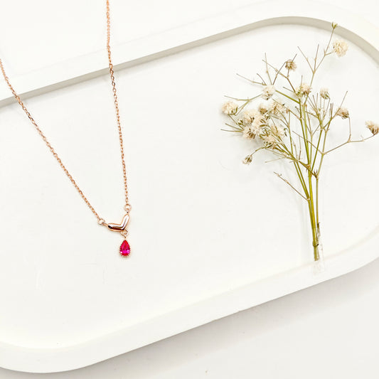 Heart Rosegold Plated  Necklace 925 Silver