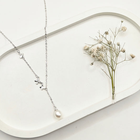 Butterfly Pearl Necklace 925 Silver