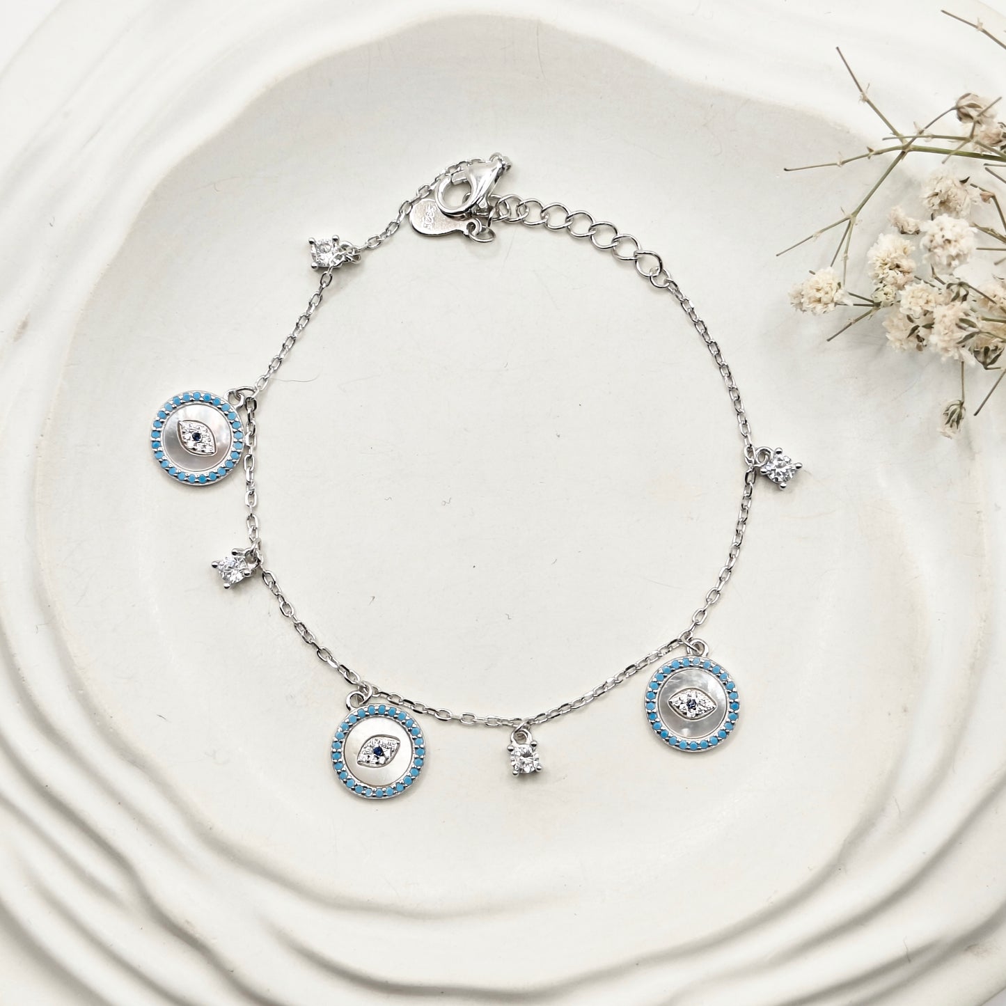 Evil Eye Charm Bracelet 925 Silver