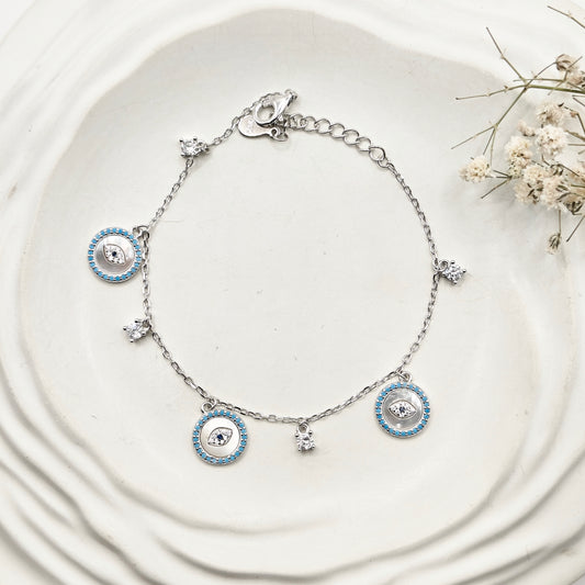 Evil Eye Charm Bracelet 925 Silver