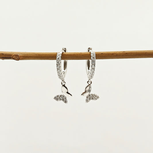 Butterfly Hoop Huggie Earrings 925 Silver