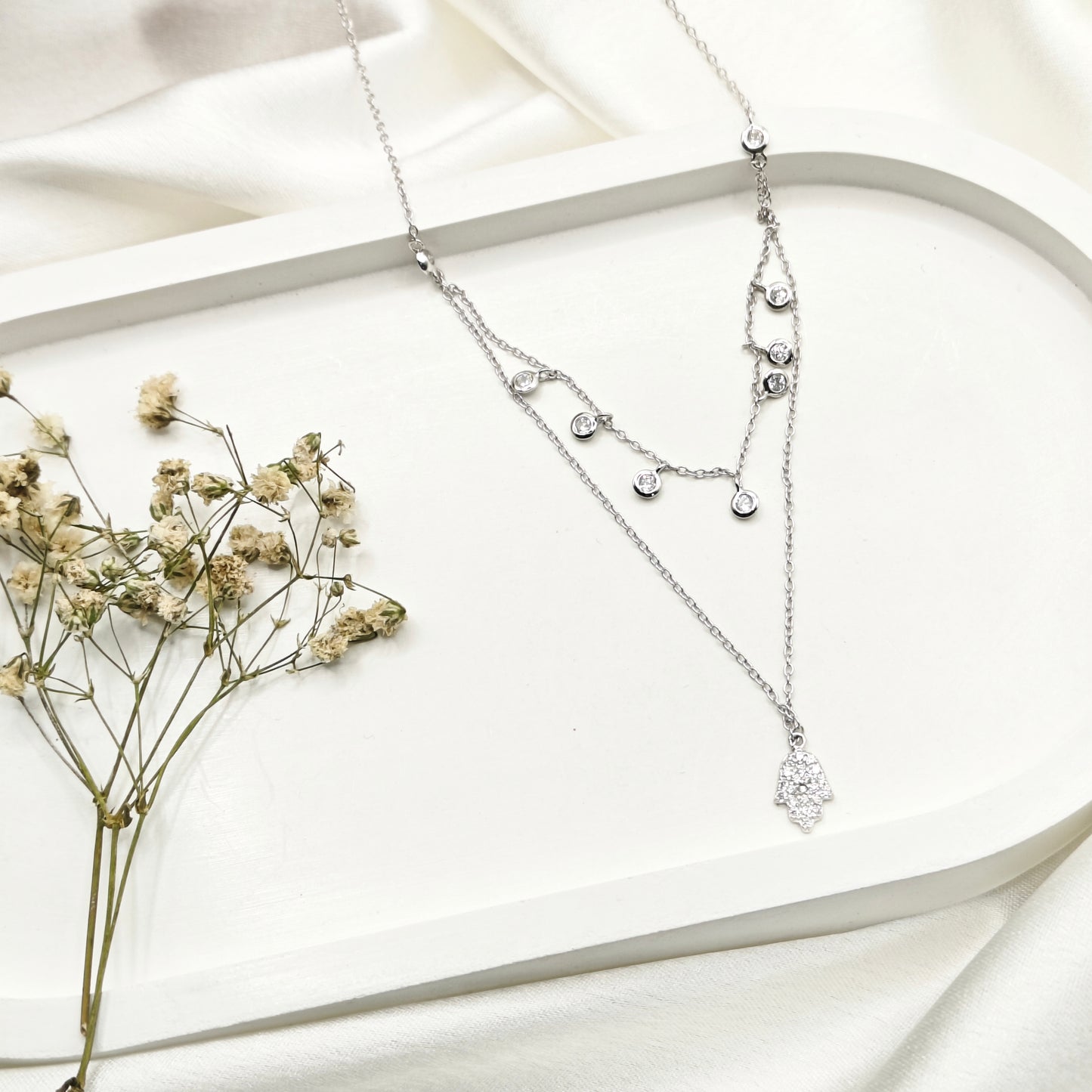 Hamsa Hand Necklace 925 Silver