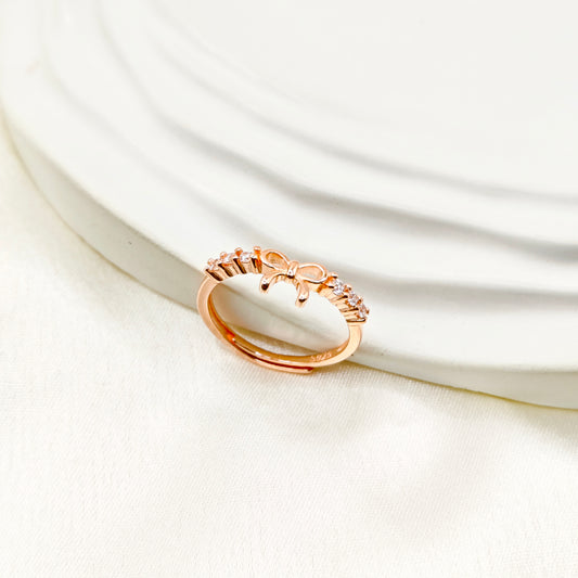 Bow Ring Rosegold Plated 925 Silver