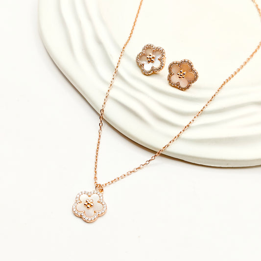 Flora Rosegold Plated Jewellery Set 925 silver
