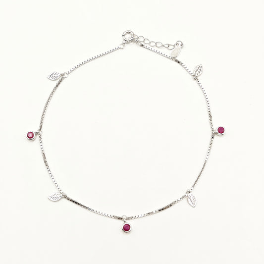 Leaf Charm Anklet 925 Silver