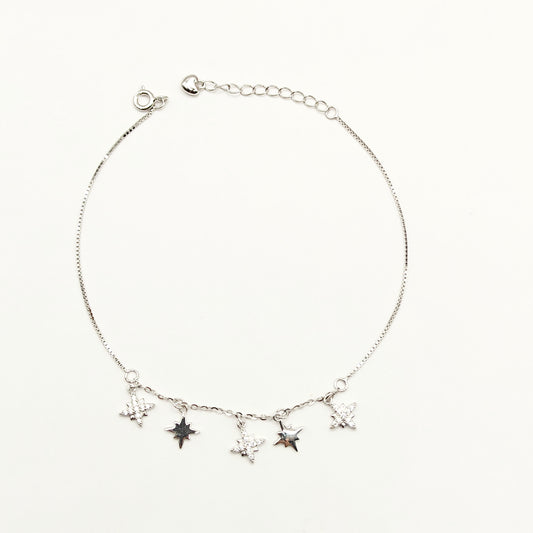 Starlight Charm Anklet 925 Silver (small size)