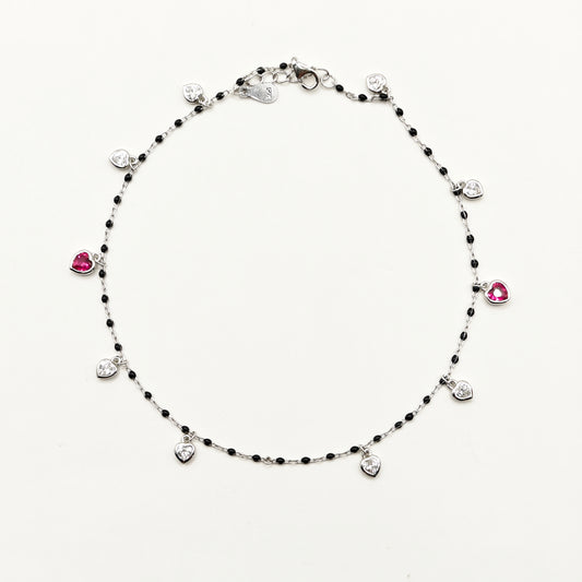 Heart Charm Anklet 925 Silver