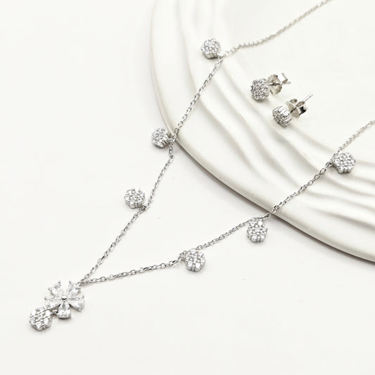 Flora Charm Jewellery Set 925 Silver