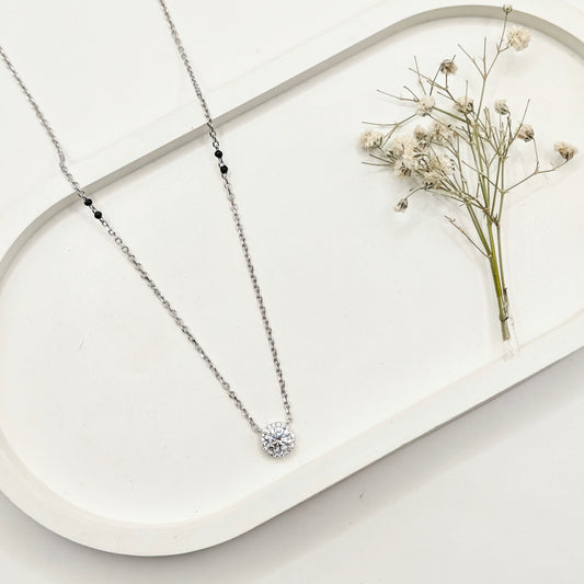 Solitaire Diamond Mangalsutra Necklace 925 Silver