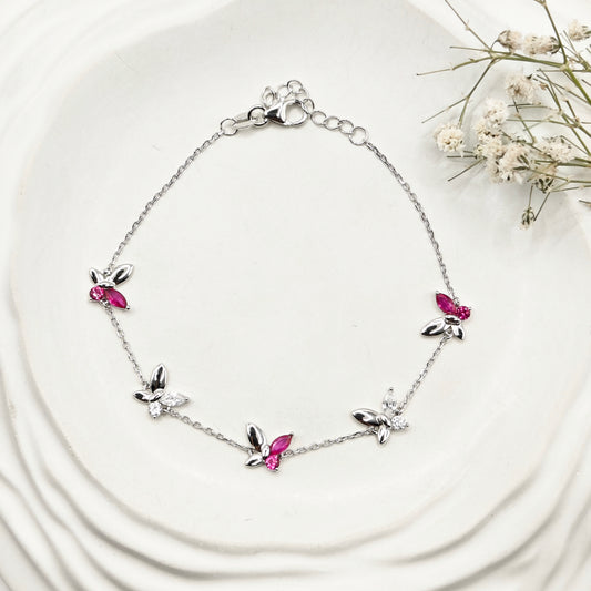 Pink Butterfly Bracelet 925 Silver
