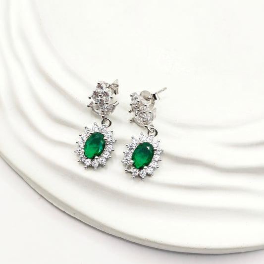Emerald Earrings 925 Silver