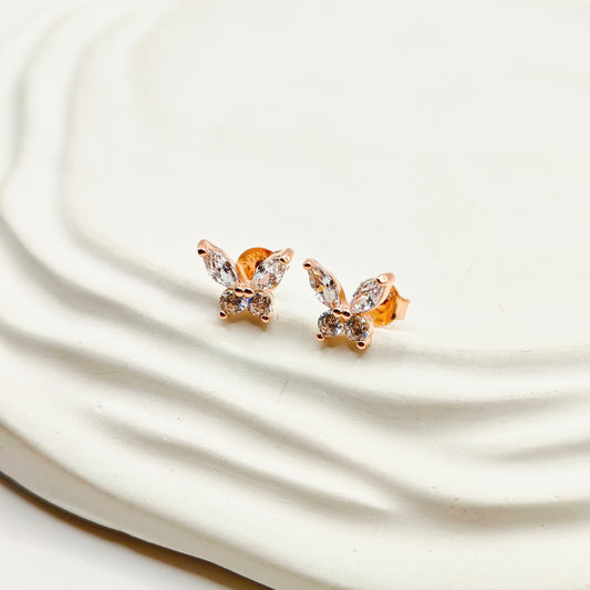 Butterfly Rosegold Plated Earrings 925 Silver