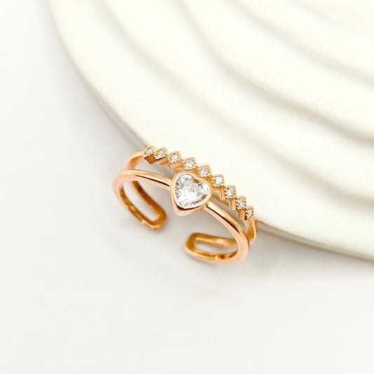 Heart Rosegold Plated Ring 925 Silver
