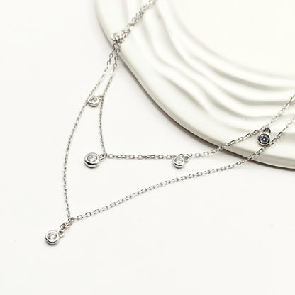 Halo Charm Layered Jewellery set 925 silver