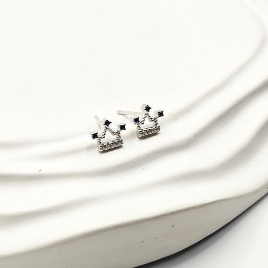Blue Crown Earring 925 Silver