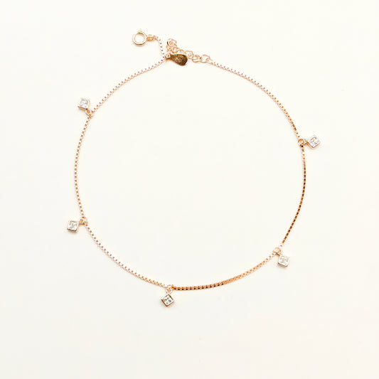 Kaya Charm Rosegold Plated Anklet 925 Silver