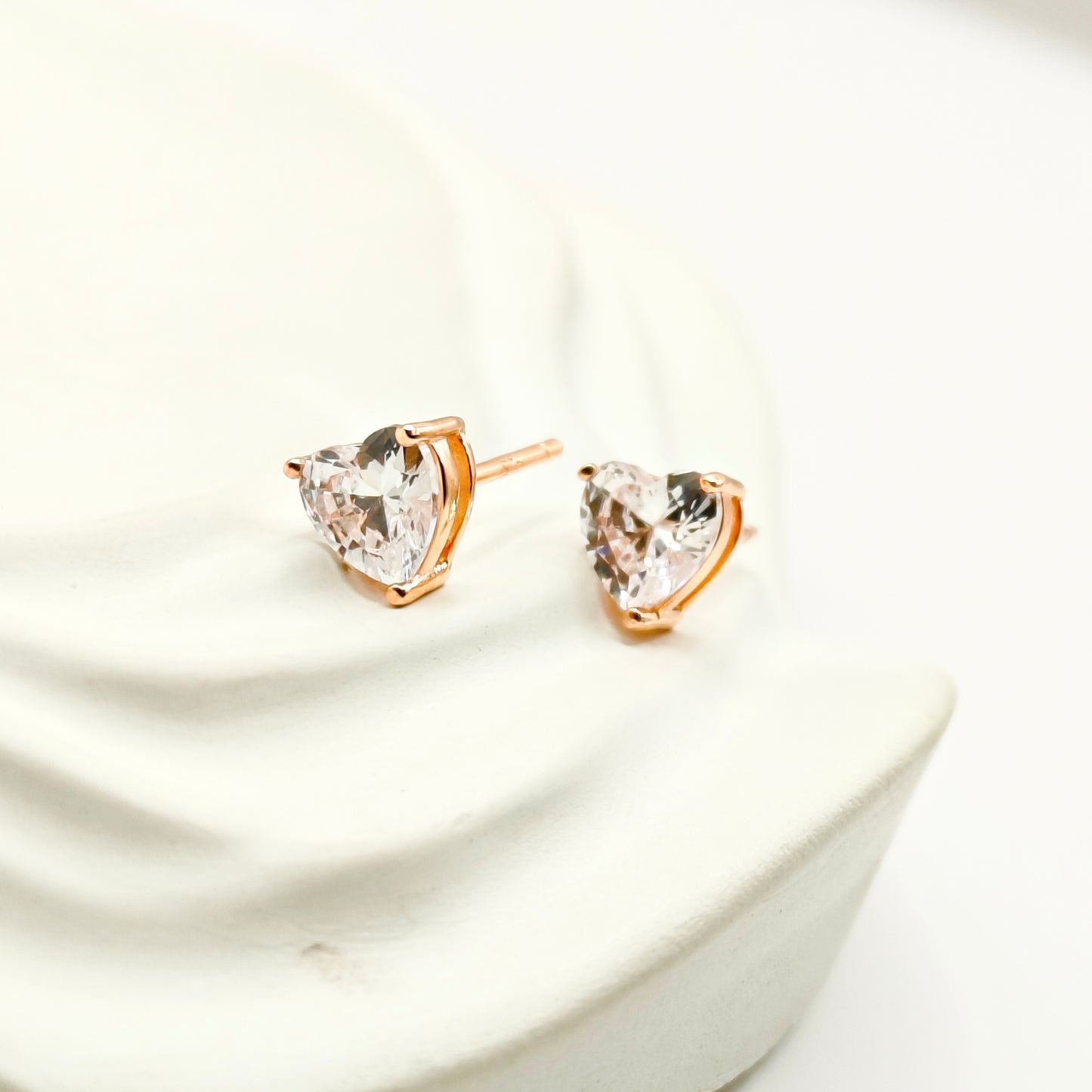 Heart Earrings Rosegold Plated 925 Silver