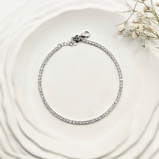 Light Pink and White Tennis Bracelet 925 Silver