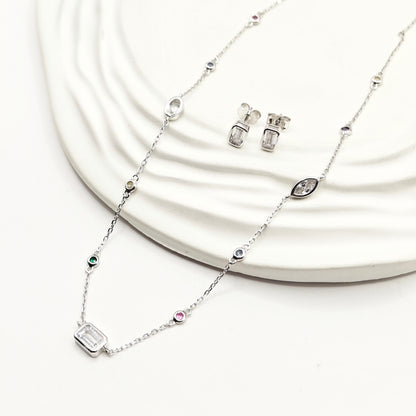 Bezel Jewellery Set 925 Silver
