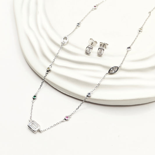 Bezel Jewellery Set 925 Silver