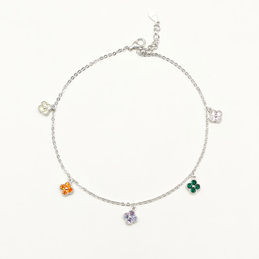 Clover Charm Anklet 925 Silver