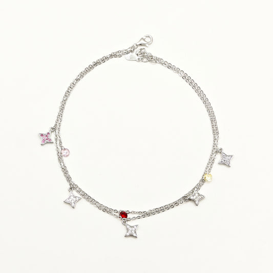 Zoya Charm Layered Anklet 925 Silver
