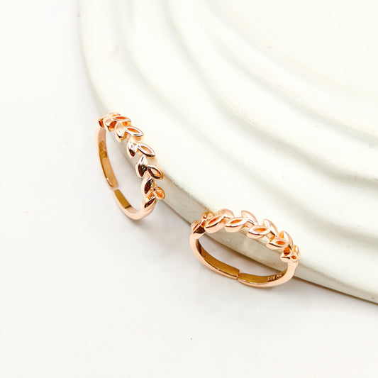 Leaf Rosegold Plated Toering 925 Silver