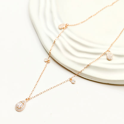 Drop Charm Rosegold Plated Jewellery Set 925 Silver