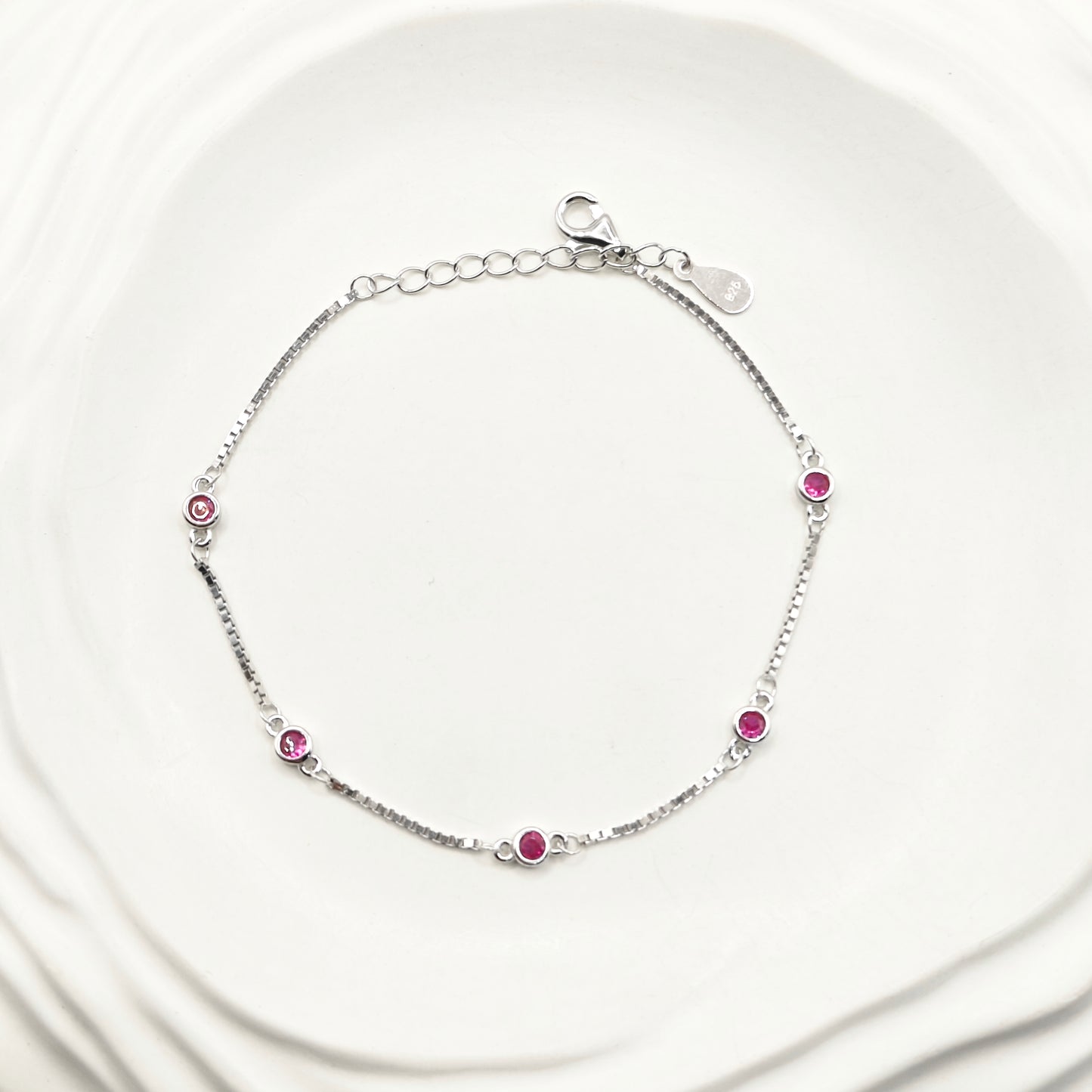 Ruby Bracelet 925 Silver