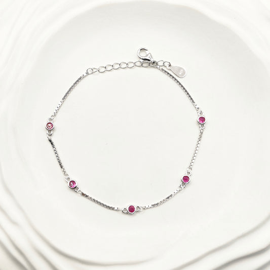 Ruby Bracelet 925 Silver