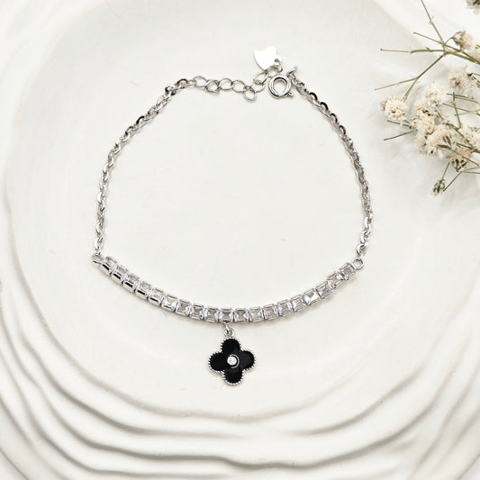 Black Clover Tennis Bracelet 925 Silver