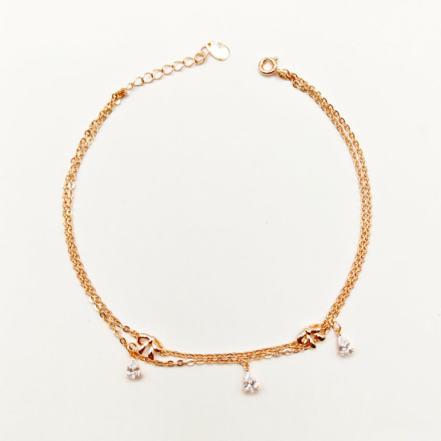Sierra Bow Charm Anklet Rosegold Plated 925 Silver (small size)