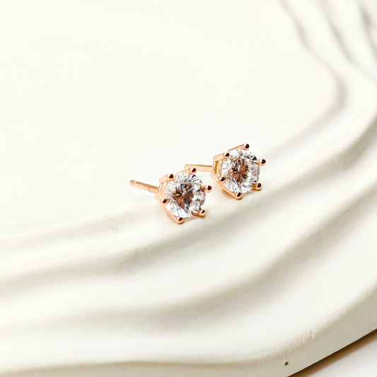 Mini Solitaire Earrings Rosegold Plated 925 Silver