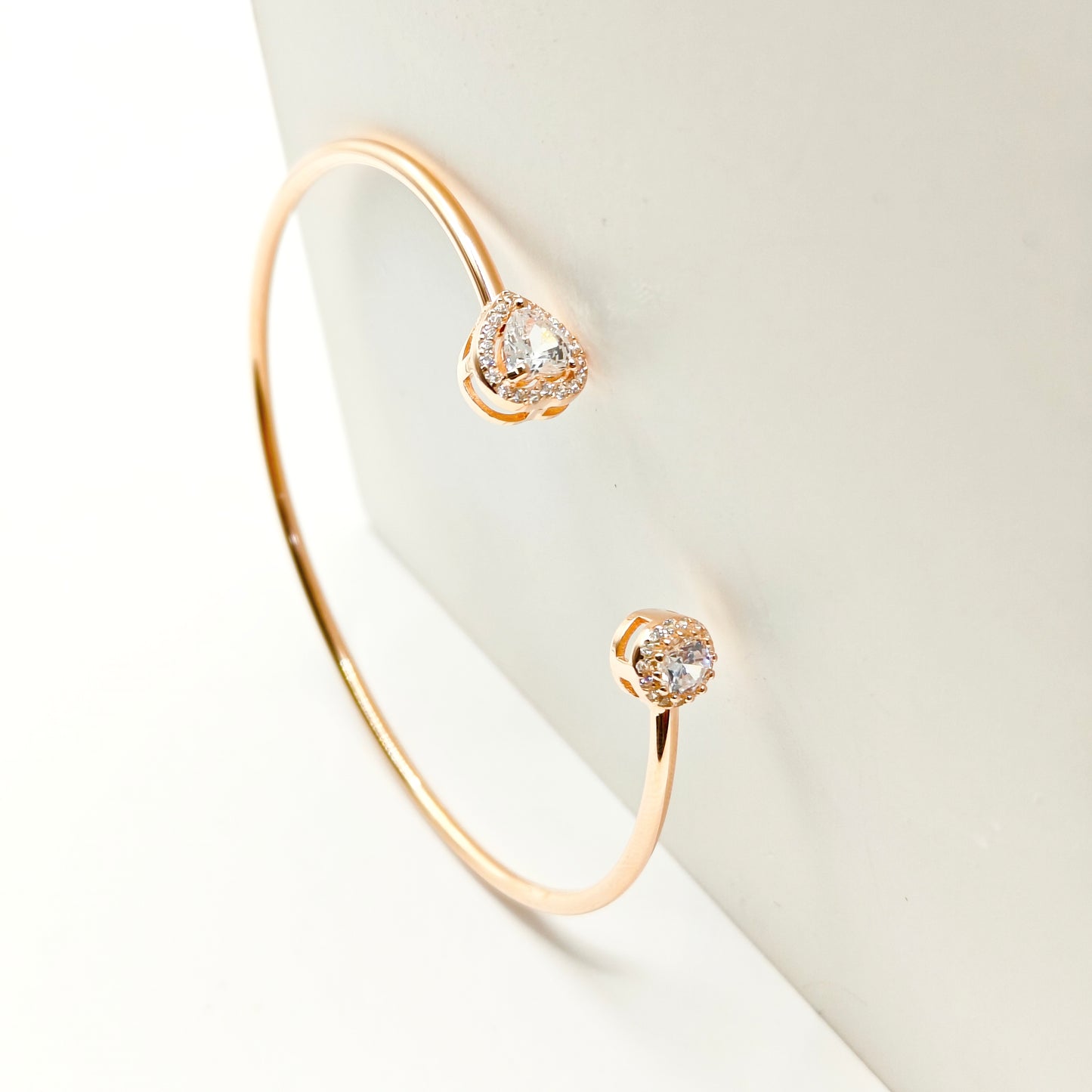 Heart Rosegold Plated Cuff Bracelet 925 Silver