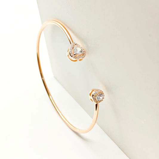 Heart Rosegold Plated Cuff Bracelet 925 Silver