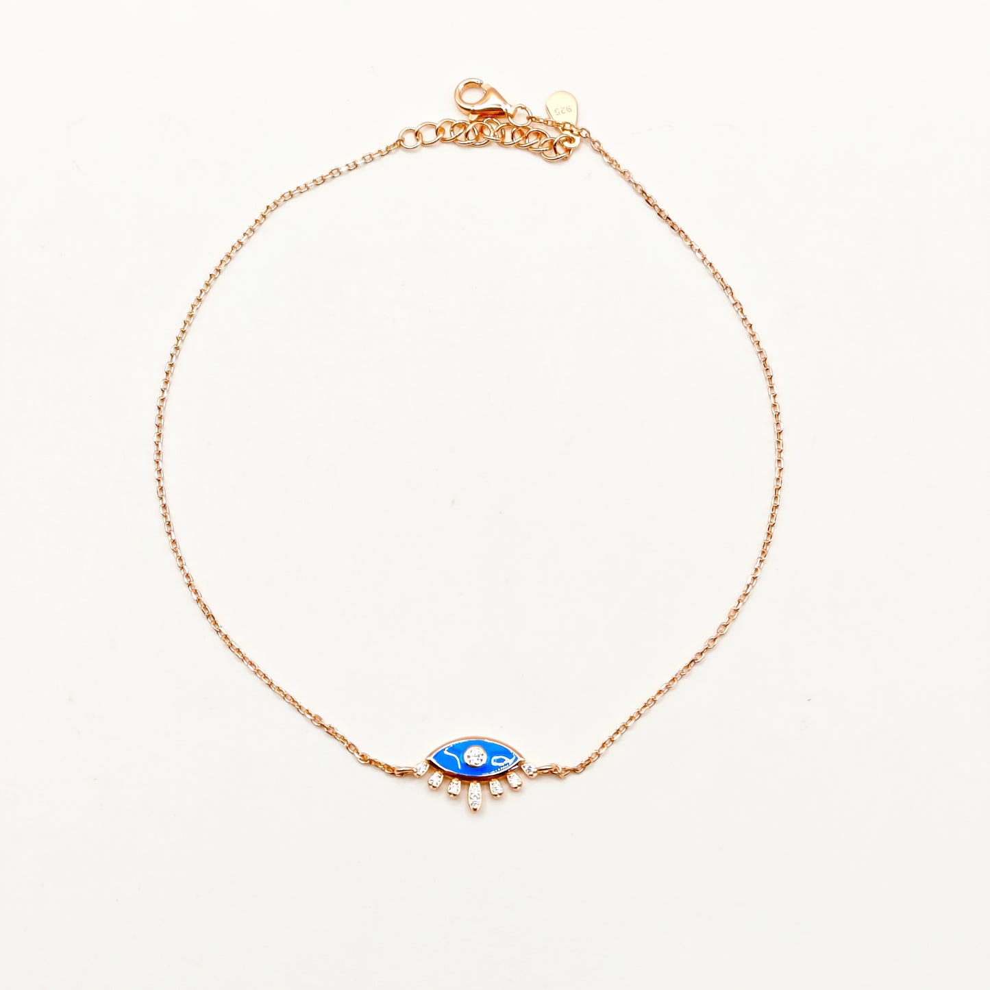 Evil Eye Rosegold Plated Anklet 925 Silver