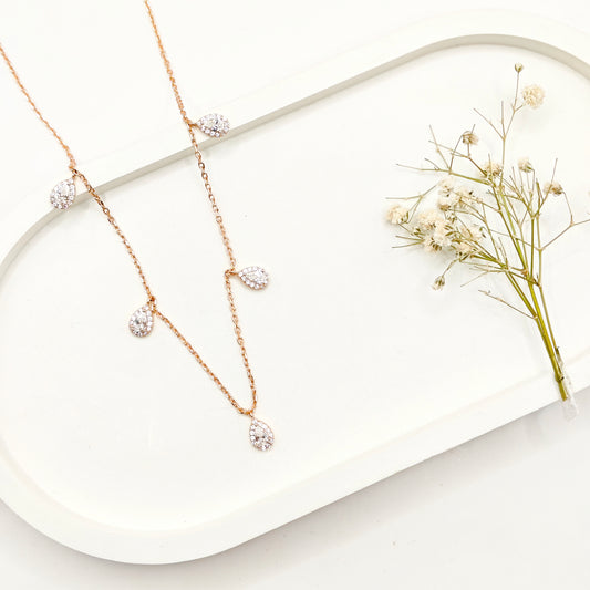 Pear Drop Rosegold Plated Necklace 925 Silver