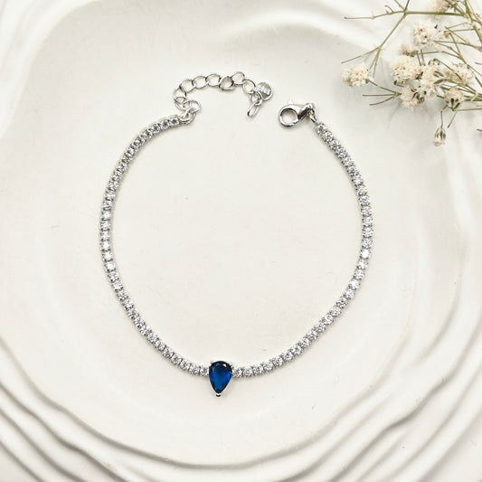 Blue Drop Tennis Bracelet 925 Silver