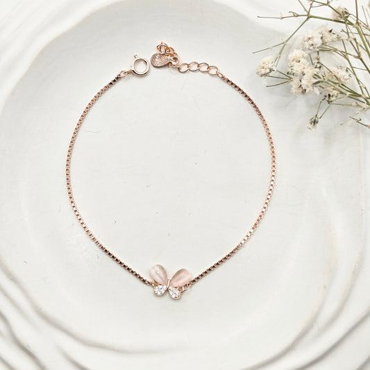 Butterfly Rosegold Plated Bracelet 925 Silver