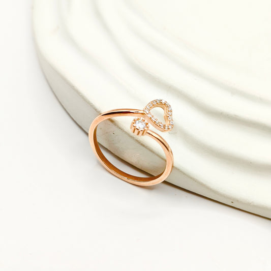 Heart Rosegold Plated Ring 925 Silver