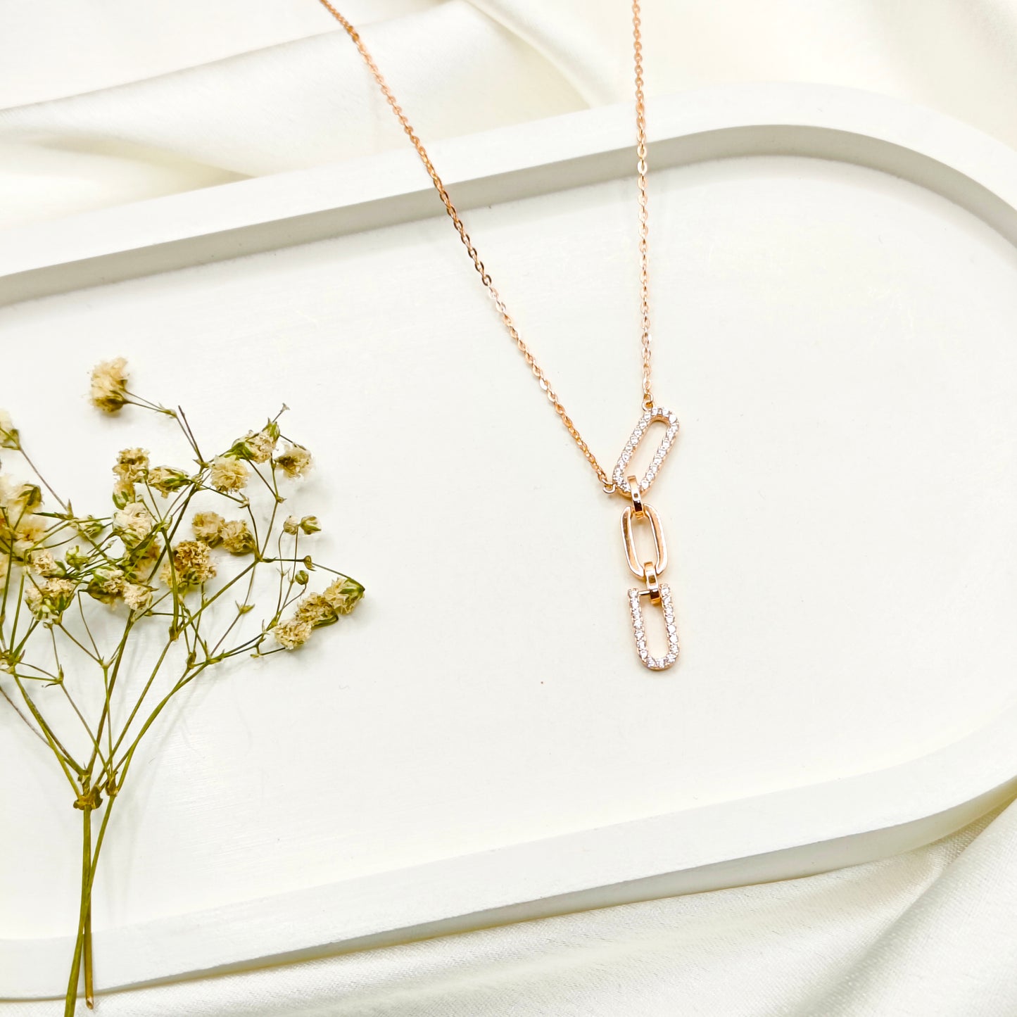 Nyka Necklace Rosegold Plated 925 Silver