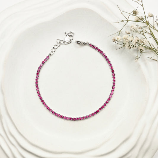 Ruby Pink Tennis Bracelet 925 Silver