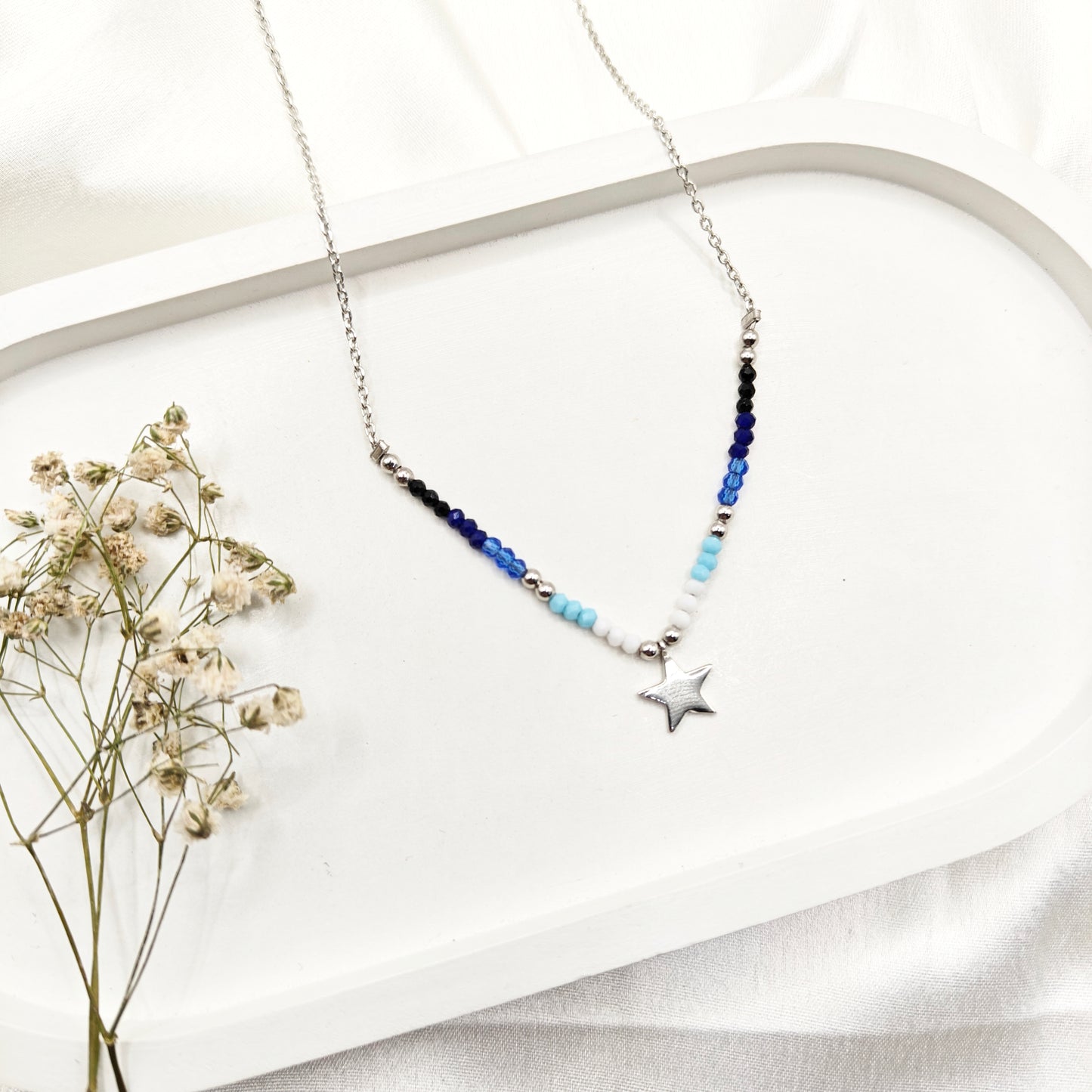 Aqua Star Charm Necklace 925 Silver
