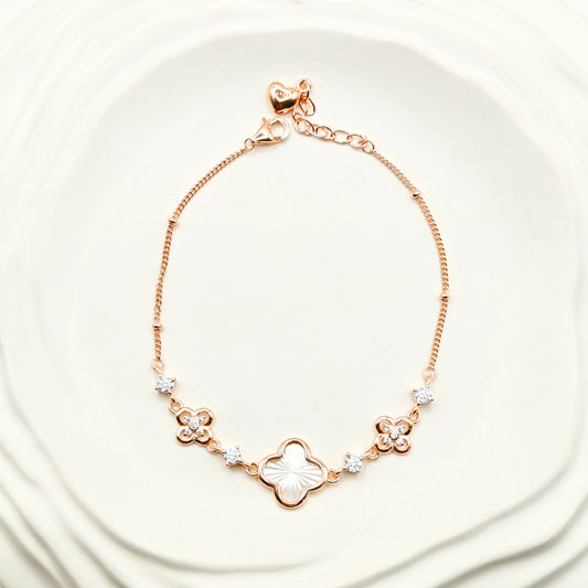 Clover Bracelet Rosegold Plated 925 Silver