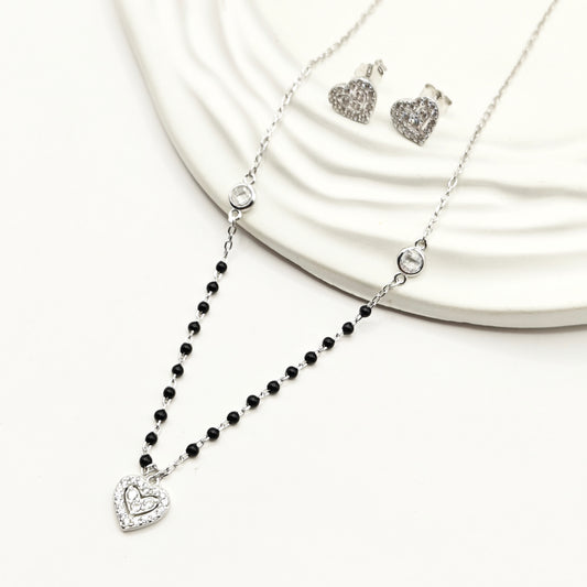 Heart Mangalsutra Jewellery Set 925 Silver