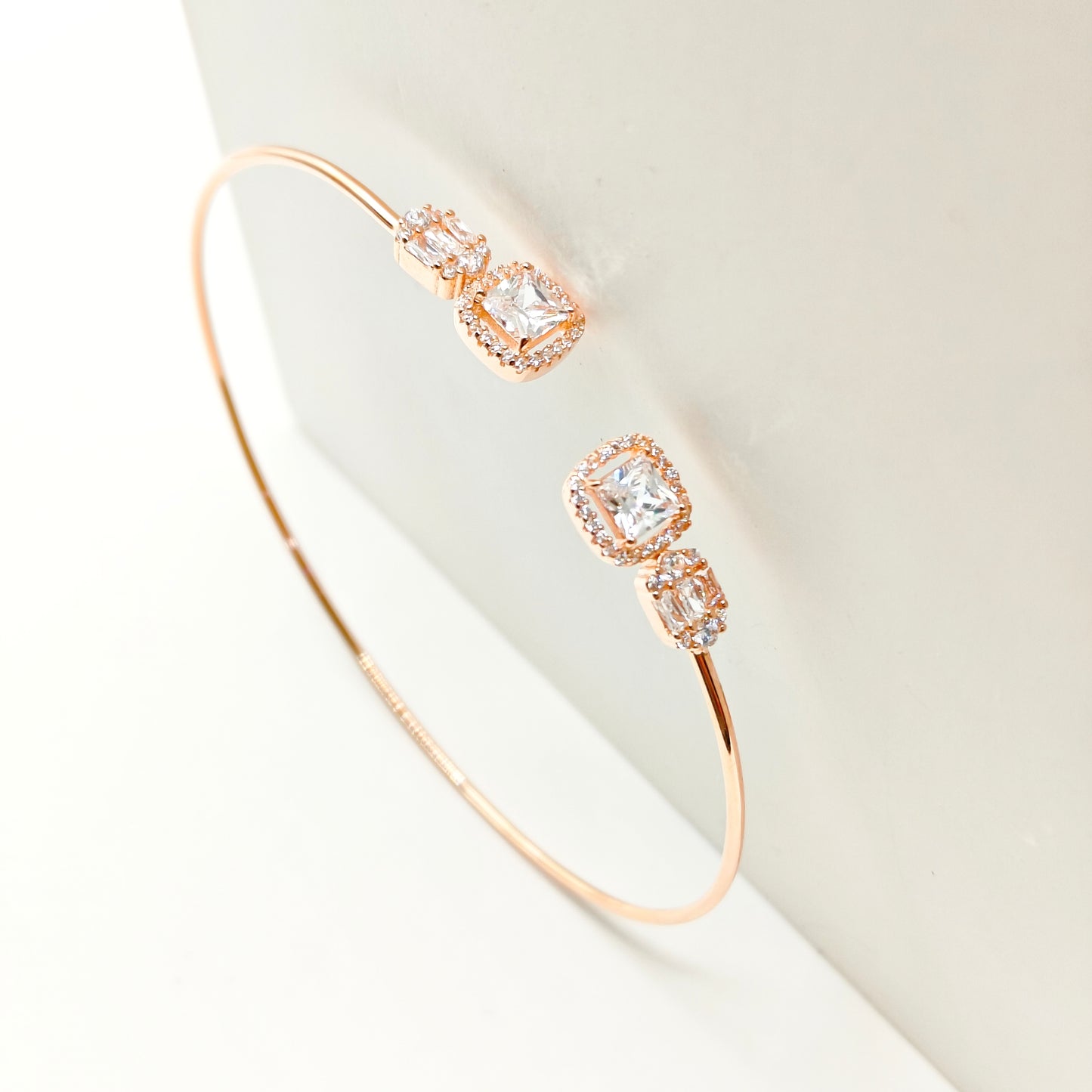 Halo Rosegold Plated Cuff Bracelet 925 Silver