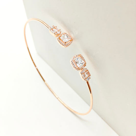 Halo Rosegold Plated Cuff Bracelet 925 Silver