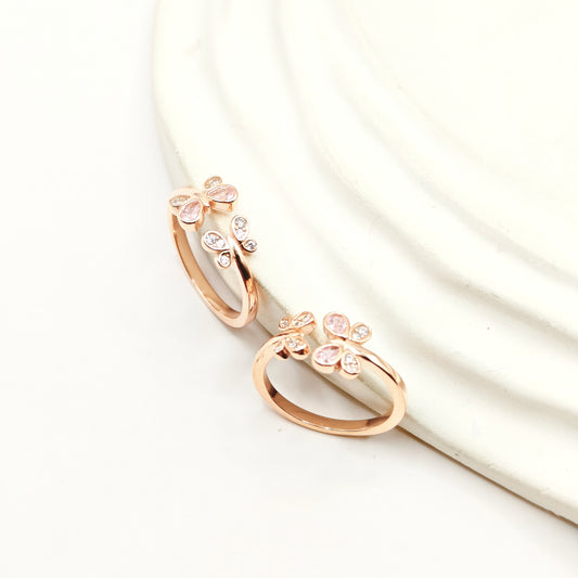Butterfly Rosegold Plated Toering 925 Silver